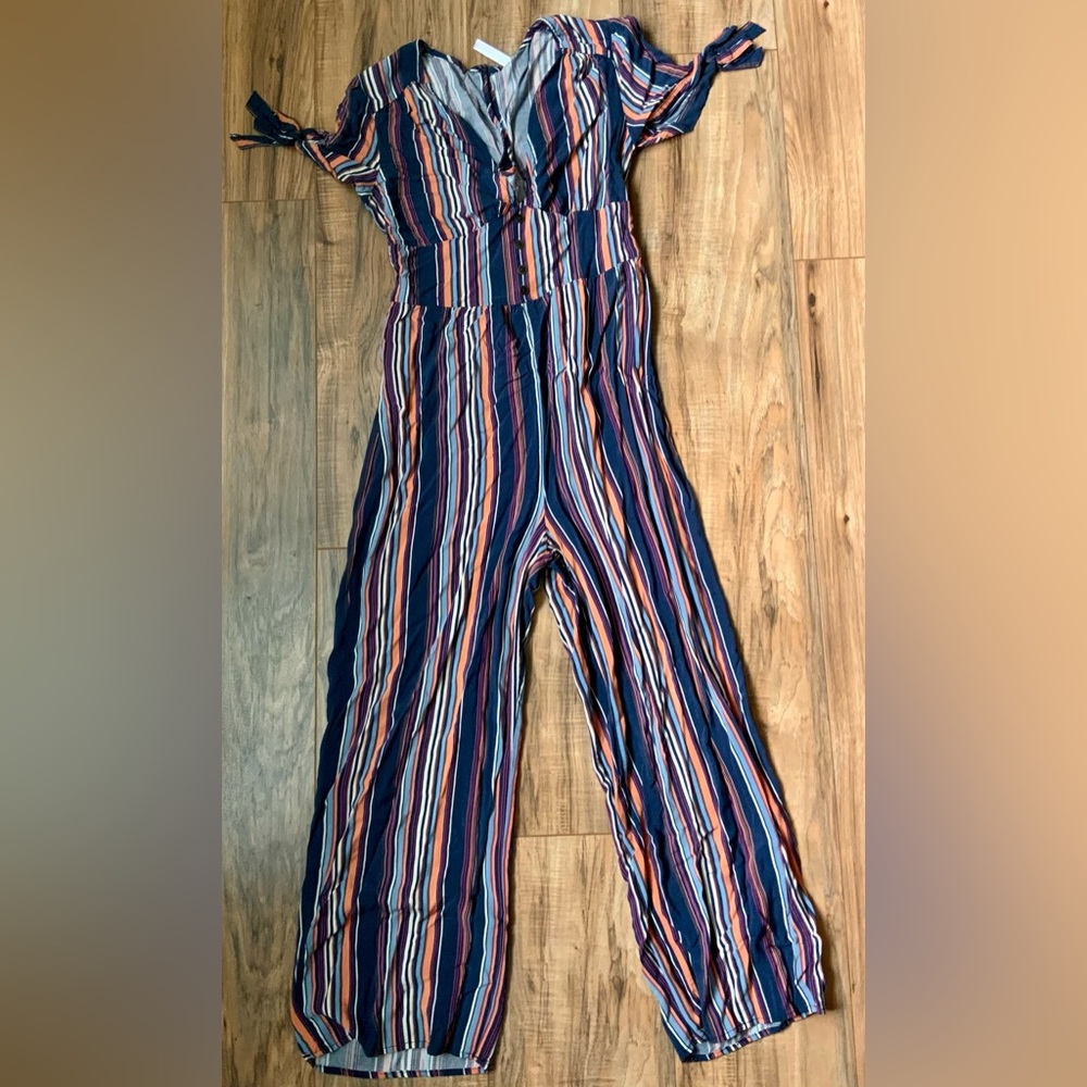 Xhilaration Striped V cut romper